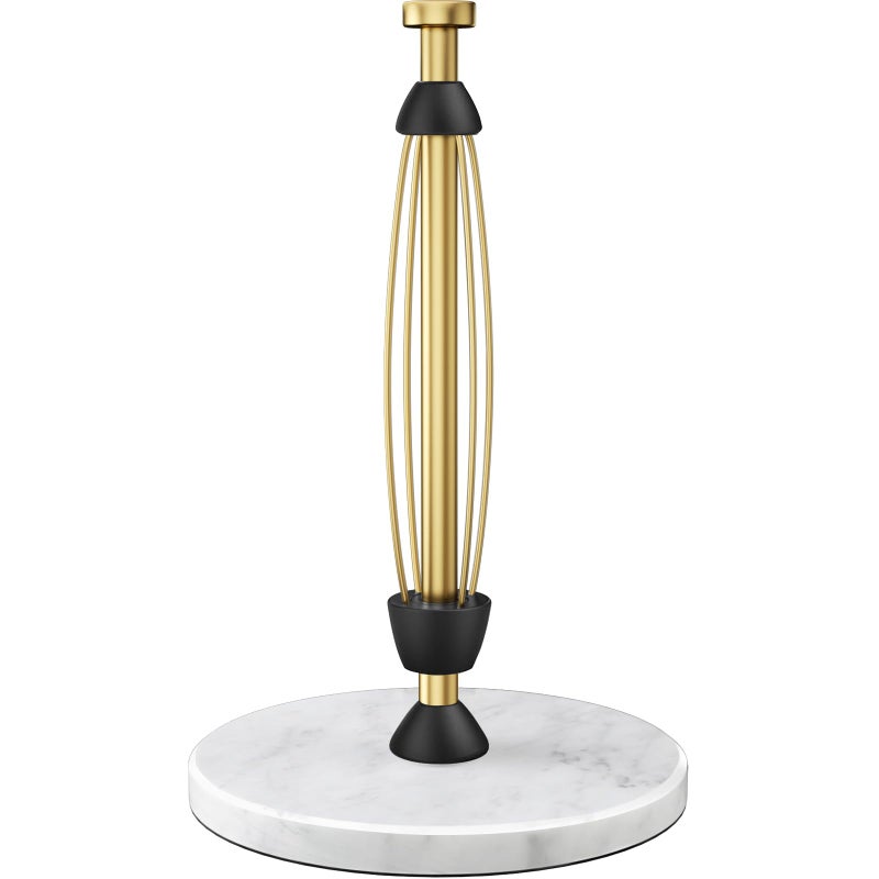 PAROTO Paper Towel Holder Countertop, Marble Weighted Base, Warm Gold, One-Handed Tear, Freestanding Paper Towel Stand Rack with Ratchet Mechanism for Kitchen Bathroom Essential Decor Accessories - Image 1