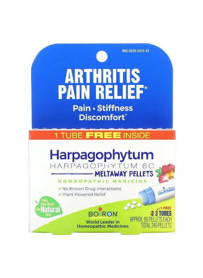 Boiron Boiron, Harpagophytum Meltaway Pellets, 3 Tubes, 80 Pellets Each  - Image 1