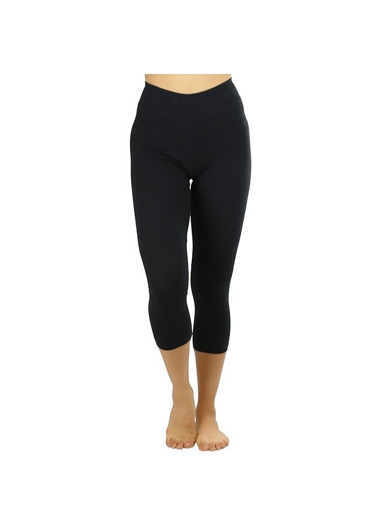 ToBeInStyle Women's Cotton-Spandex Capri Leggings - Black - Medium - Image 2