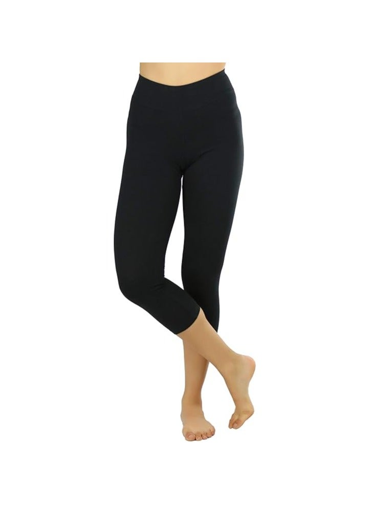 ToBeInStyle Women's Cotton-Spandex Capri Leggings - Black - Medium - Image 1