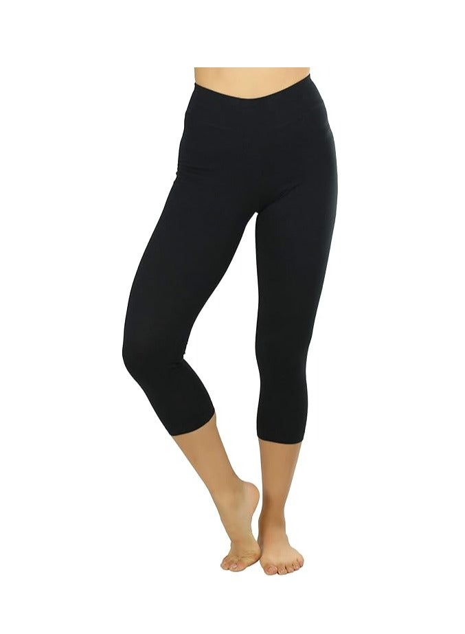 ToBeInStyle Women's Cotton-Spandex Capri Leggings - Black - Medium - Image 3