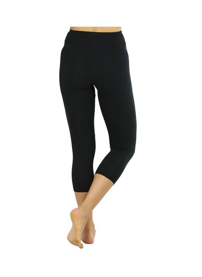 ToBeInStyle Women's Cotton-Spandex Capri Leggings - Black - Medium - Image 4