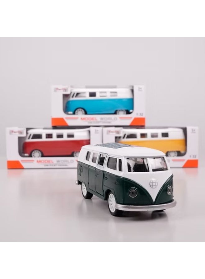 حديقة الألعاب محاكاة كلاسيكية لحافلة فولكس فاجن الكلاسيكية الصغيرة المعدنية - تصميم تراثي قديم قابل للتجميع للديكور المنزلي والعرض الممتع، فكرة هدية للجنسين - Image 3