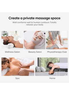 brunson Portable Massage Bed Foldable Massage Tables with Pillow SPA Bed with Stainless Steel Frame 2 Fold Black for SPA Salon Tattoo Massage Therapeutic Treatment Massage Table Adjustable Table 180cm Long 70cm Wide 2 Fold PU Portable Salon Massage Bed  - Image 2