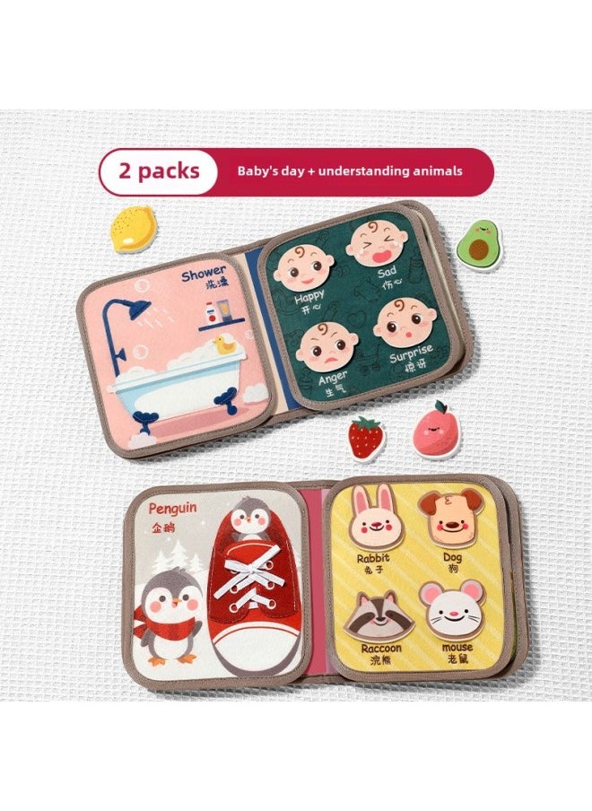 Generic - Tear The Book Baby Tear Not To Rot Can Bite Baby Cloth Book Hook And Loop Quiet Hand Tear Book Early Education Toys Washable-Color:2 Packs  Hand-shred Cloth Book (washable❤Can Be Chewed) - Image 1