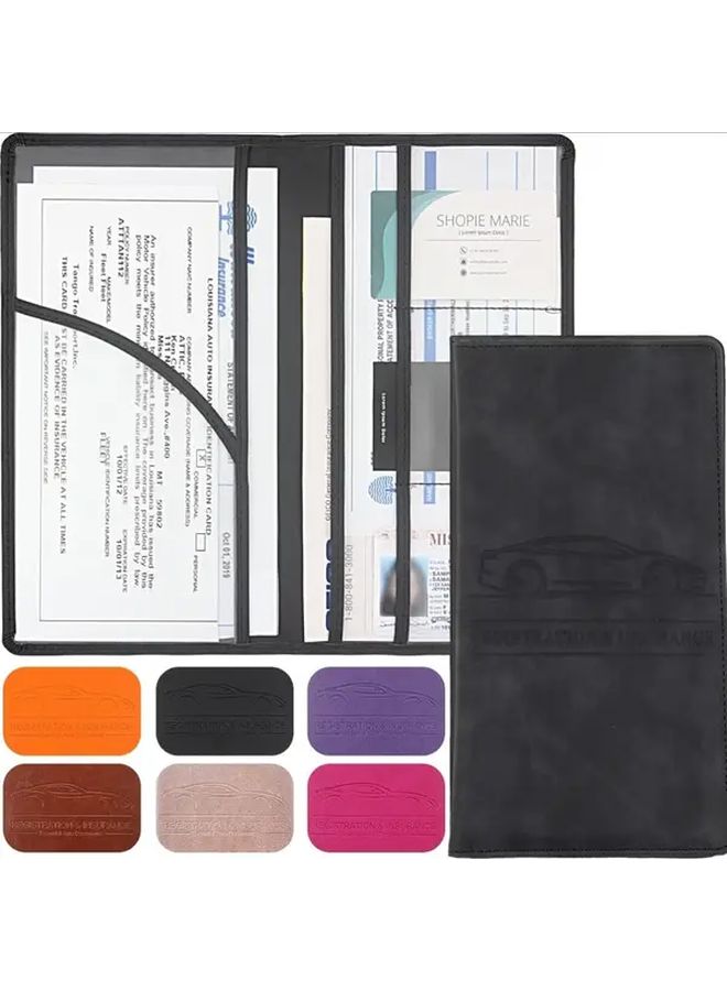 1 Premium Car Registration And Insurance Card Holder Black Vehicle Glove Box Organizer For Documents Cards License Durable Material Document Storage Card Storage Vehicle Owners - Image 1