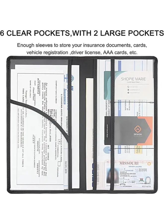1 Premium Car Registration And Insurance Card Holder Black Vehicle Glove Box Organizer For Documents Cards License Durable Material Document Storage Card Storage Vehicle Owners - Image 4