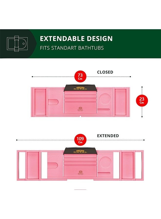 Bukela Luxury Bathtub Caddy Tray, One or Two Person Bath and Bed Tray, Bonus Free Soap Holder (Pink) - Image 5
