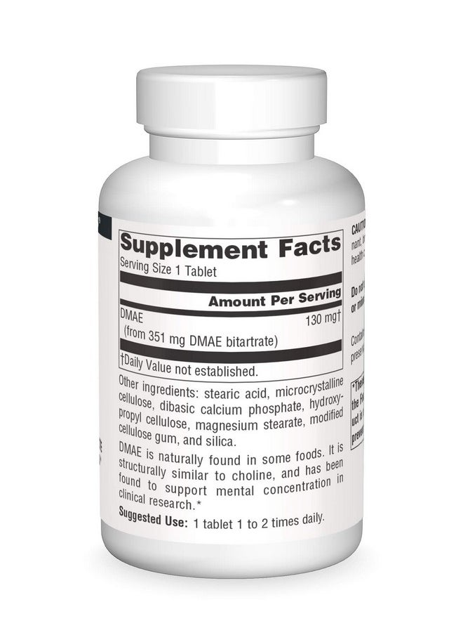 Source Naturals - Dmae Dimethylaminoethanol Bitartrate Supports Mental Concentration 200 Tablets - Image 1