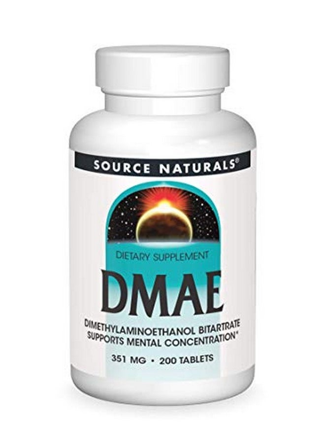 Source Naturals - Dmae Dimethylaminoethanol Bitartrate Supports Mental Concentration 200 Tablets - Image 1
