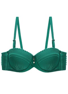 Comfy Solid Color 1/2 Cup Thin Cup Lace Bra Green
