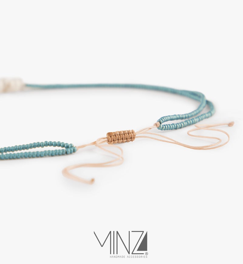 Minza “Moonstone” Women’s Necklace, Pure 18K Gold Pendant, Moonstone Chips, Turquoise Jasper & Czech Beads, Handmade Beaded Necklace for Women, Jewelry for Casual & Special Occasion. - Image 4