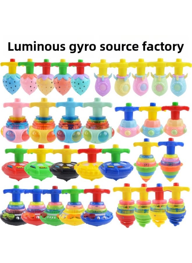 Children's Luminous Toy Lotus Gyro Colorful Flash Music Gyro Toy Small Gift Night Market Stall Wholesale-Color:Flash Sound And Light Gyro-random Color  (with Music)  - Image 2