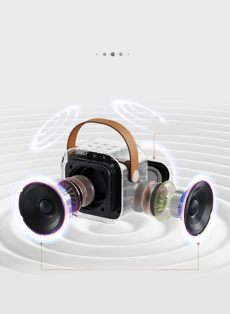 New K12 Speaker with Mic LED Color Lights Family Singing Wireless Portable Bluetooth with Microphone Pink Speaker  - Image 3