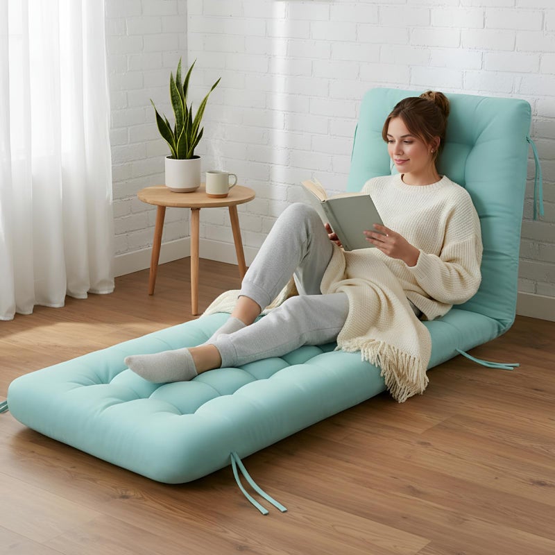 Vercraft Long Floor Cushion Large Floor Cushion with Brushed Cotton 74.8 x 27.5 x 3.15 in Jumbo Lounger Pillow for Outdoor Indoor Bay Window Meditation Yoga Reading Sleeping(1 Pc,Cyan) - Image 1