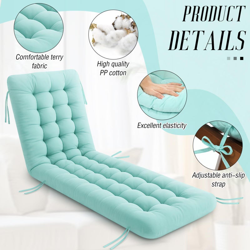 Vercraft Long Floor Cushion Large Floor Cushion with Brushed Cotton 74.8 x 27.5 x 3.15 in Jumbo Lounger Pillow for Outdoor Indoor Bay Window Meditation Yoga Reading Sleeping(1 Pc,Cyan) - Image 4