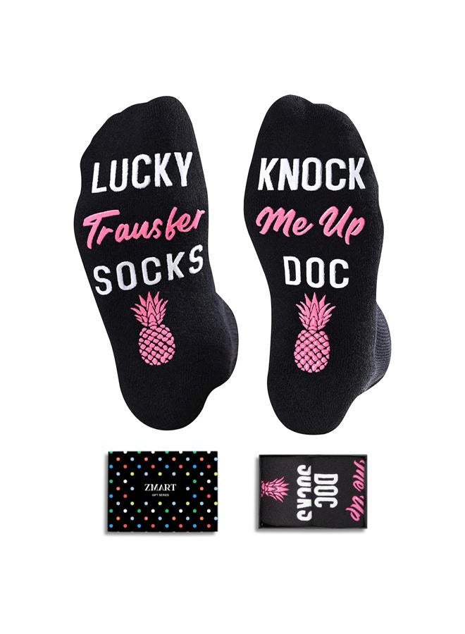 Zmart Ivf Gifts for Women, Fertility Infertility Embryo Transfer Socks, Lucky Transfer Day Egg Retrieval Pineapple Socks - Image 1