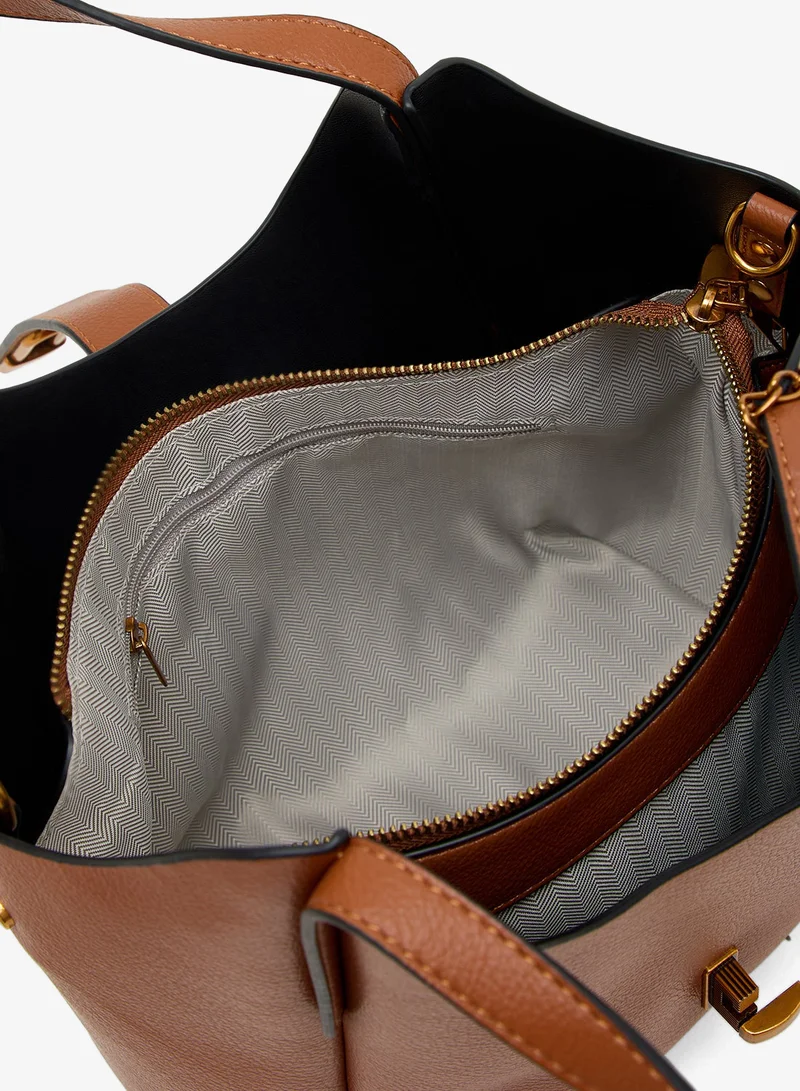 Ginger brown topnotch shoulder bag with mini wallet for Women | Best Price UAE