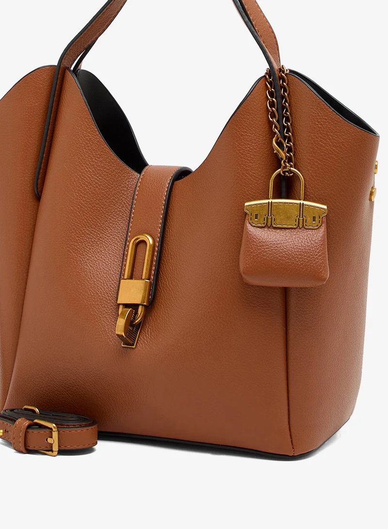 Ginger brown topnotch shoulder bag with mini wallet for Women | Best Price UAE