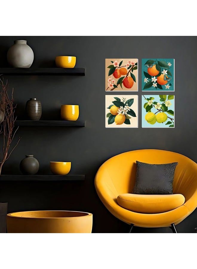 Banket 4 Pack Framed Paint By Numbers Kit for Adults Beginner Fruit Adult Paint By Number Kits on Canvas Green Plant Painting By Numbers for Adults with Frame Diy Painting Kits for Home Wall Art 8x8 Inch - Image 3