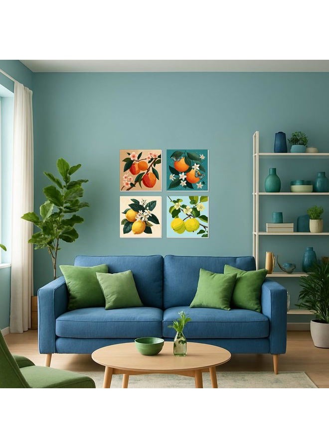 Banket 4 Pack Framed Paint By Numbers Kit for Adults Beginner Fruit Adult Paint By Number Kits on Canvas Green Plant Painting By Numbers for Adults with Frame Diy Painting Kits for Home Wall Art 8x8 Inch - Image 5