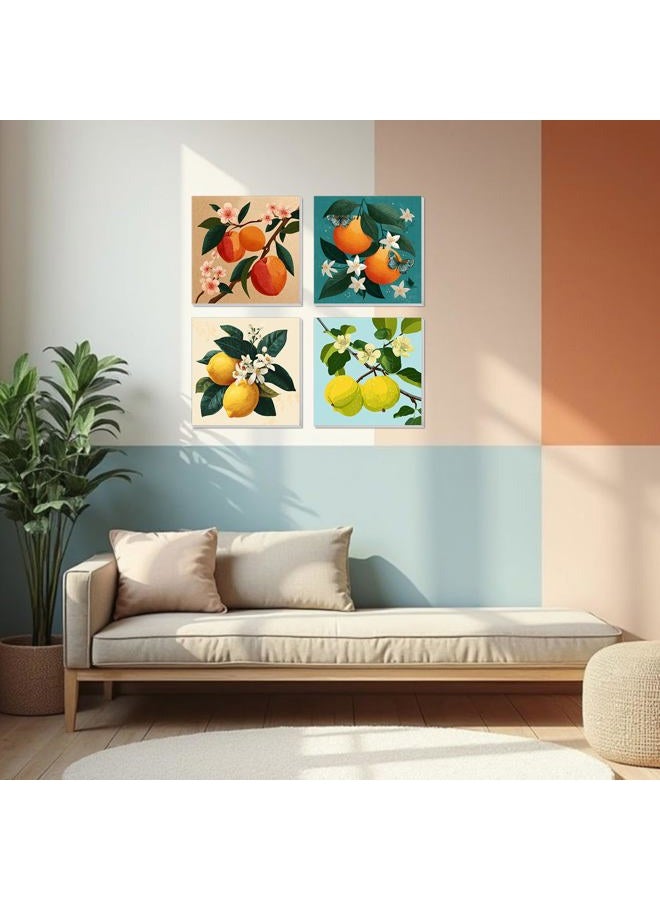 Banket 4 Pack Framed Paint By Numbers Kit for Adults Beginner Fruit Adult Paint By Number Kits on Canvas Green Plant Painting By Numbers for Adults with Frame Diy Painting Kits for Home Wall Art 8x8 Inch - Image 4