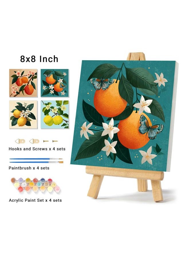 Banket 4 Pack Framed Paint By Numbers Kit for Adults Beginner Fruit Adult Paint By Number Kits on Canvas Green Plant Painting By Numbers for Adults with Frame Diy Painting Kits for Home Wall Art 8x8 Inch - Image 2