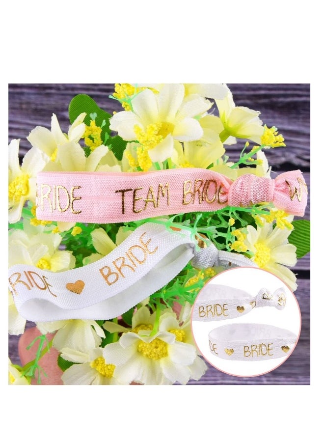 Generic - Hen Party Wristbands Set, 1 White Bride Wristband +20pcs Pink Team Bride Wristband, with Rose Gold Lettering, for Bachelorette Party, Wedding Bridal Shower Decorations, Bridal Shower - Image 1