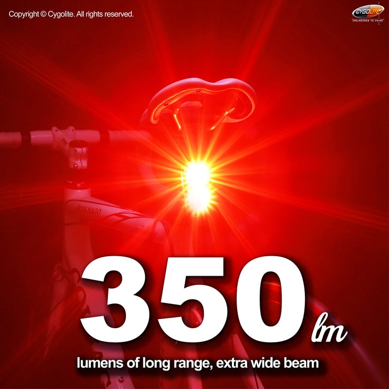 Cygolite Hypershot â€“ 350 Lumen Bike Tail Lightâ€“ 7 Night & Daytime Modesâ€“User Adjustable Flash Speeds- Compact & Durableâ€“IP64 Water Resistantâ€“Secured Hard Mountâ€“USB Rechargeableâ€“Great for Busy Streets - Image 2