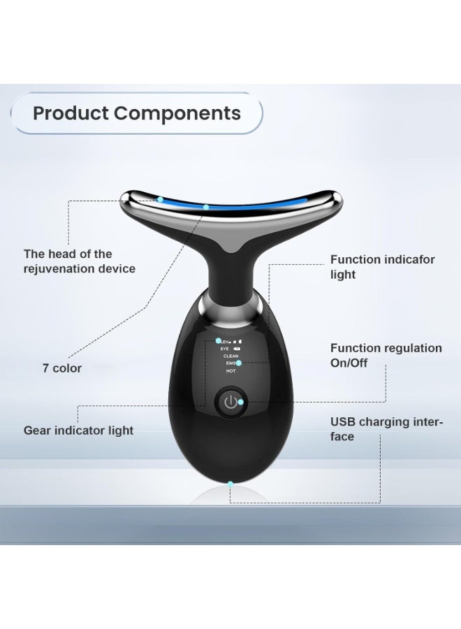 Vibration Face and Neck Massager – Triple-Action Wrinkle Remover for Skin Care, Tightening, and Smoothness (Black) - Image 2
