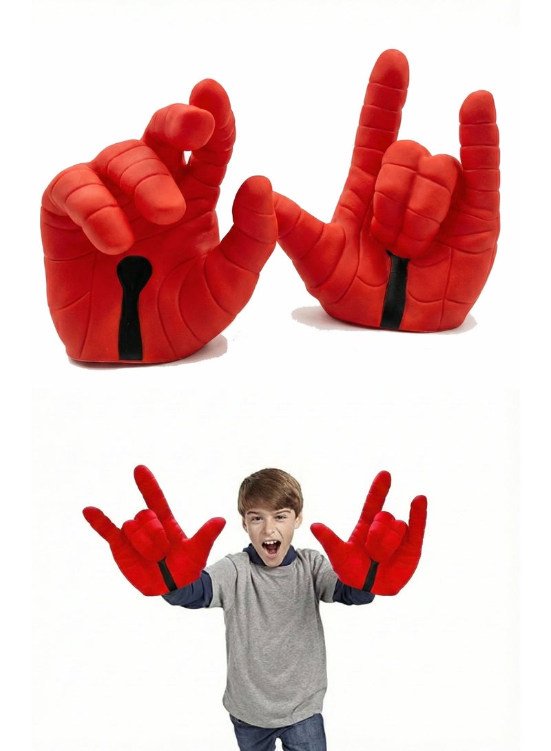 REZZOSS Cosplay Toy Avengers Spiderman Gloves – Soft Red Spider Hero Fists | Rubber-Made Superhero Hands for Kids Costume & Role Play | Avengers Boxing Gloves with Web Pattern Rubber Smash Hands | Birthday Halloween Gift for Boys & Children 3+ - Image 1