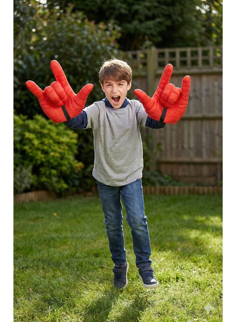 REZZOSS Cosplay Toy Avengers Spiderman Gloves – Soft Red Spider Hero Fists | Rubber-Made Superhero Hands for Kids Costume & Role Play | Avengers Boxing Gloves with Web Pattern Rubber Smash Hands | Birthday Halloween Gift for Boys & Children 3+ - Image 4