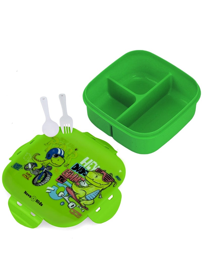 Nova kids Bento Lunch Box Square 1000 Ml, T- Rex Green  - Image 2