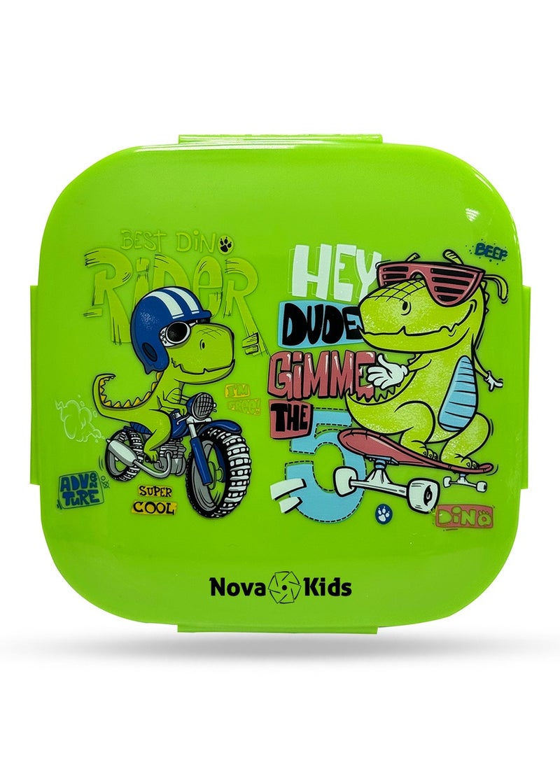 Nova kids Bento Lunch Box Square 1000 Ml, T- Rex Green  - Image 1