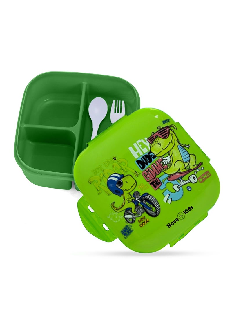 Nova kids Bento Lunch Box Square 1000 Ml, T- Rex Green  - Image 3