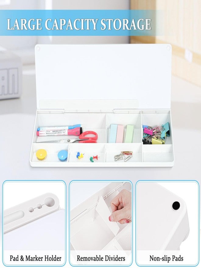 DOLLAR BOSS Glass Desk Whiteboard Small Dry Erase Board Desktop White Board with Storage Drawer Computer Keyboard Stand Desk Organizer Office Accessories Back to School Supplies with 4 Markers, White - Image 2