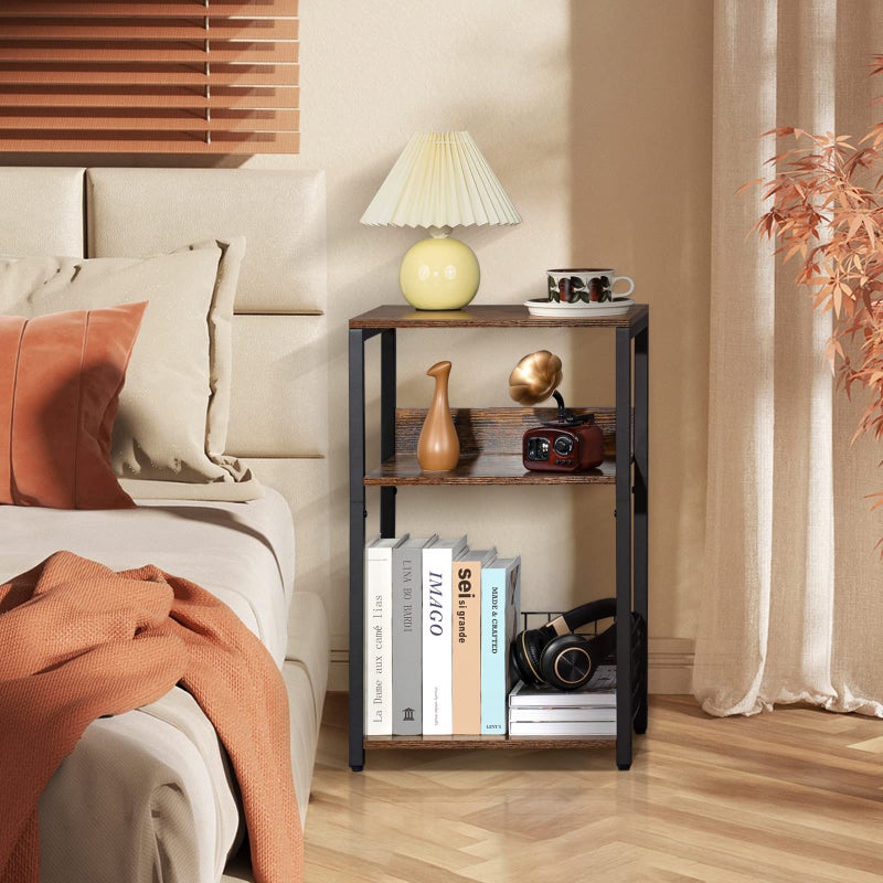 LELELINKY 3 Tier End Table,Record Player Stand with Storage Up to 100 Albums,Turntable Stand for Vinyl,Brown Records Shelf for Living Room Bedroom - Image 3