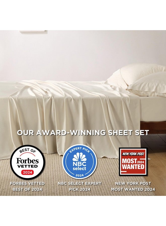 Bedsure Bedsure Full Size Sheets, Cooling Sheets Full, Rayon Derived from Bamboo, Deep Pocket Up to 16", Breathable & Soft Bed Sheets, Hotel Luxury Silky Bedding Sheets & Pillowcases, Light Beige  - Image 2