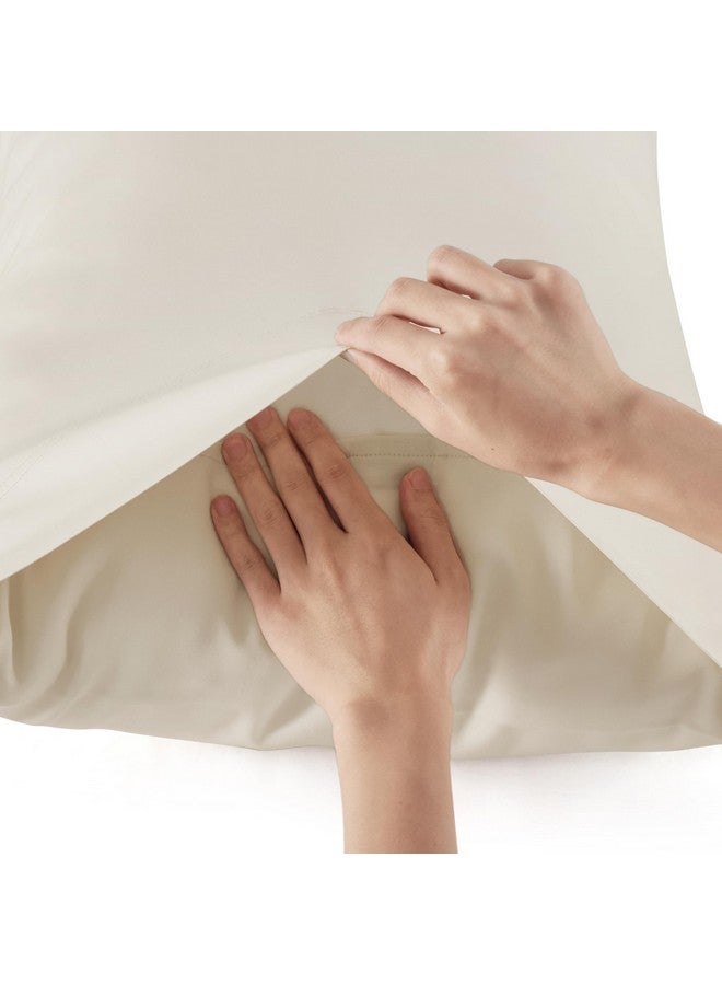 Bedsure Bedsure Full Size Sheets, Cooling Sheets Full, Rayon Derived from Bamboo, Deep Pocket Up to 16", Breathable & Soft Bed Sheets, Hotel Luxury Silky Bedding Sheets & Pillowcases, Light Beige  - Image 5