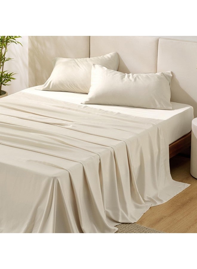 Bedsure Bedsure Full Size Sheets, Cooling Sheets Full, Rayon Derived from Bamboo, Deep Pocket Up to 16", Breathable & Soft Bed Sheets, Hotel Luxury Silky Bedding Sheets & Pillowcases, Light Beige  - Image 1
