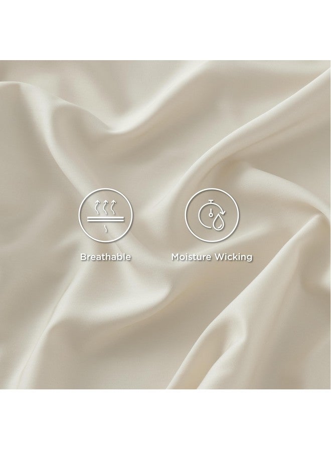 Bedsure Bedsure Full Size Sheets, Cooling Sheets Full, Rayon Derived from Bamboo, Deep Pocket Up to 16", Breathable & Soft Bed Sheets, Hotel Luxury Silky Bedding Sheets & Pillowcases, Light Beige  - Image 4