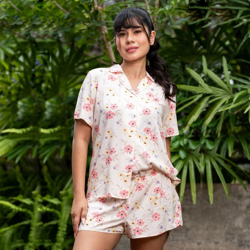 Aadaraya  Aadaraya Pyjama Short Set Shirt and Shorts for Women | Best Price UAE