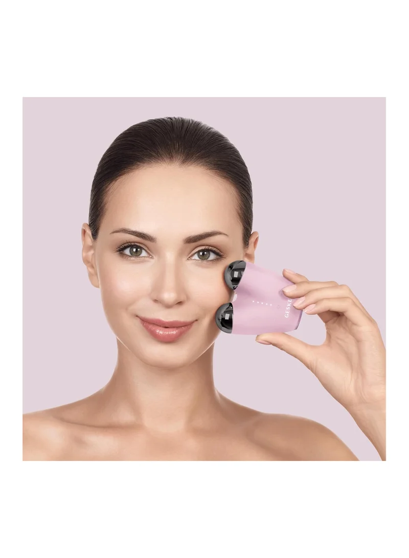 GESKE SmartAppGuided MicroCurrent Face-Lifter 6 in 1 Facial Lifting Face & Jawline Trainer Face Tightening Anti Ageing Device Microcurrent Against Wrinkles Double Chin Remover - Pink