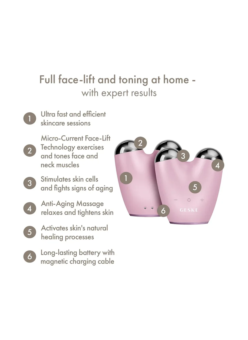 جيسكي SmartAppGuided MicroCurrent Face-Lifter 6 in 1 Facial Lifting Face & Jawline Trainer Face Tightening Anti Ageing Device Microcurrent Against Wrinkles Double Chin Remover - Pink