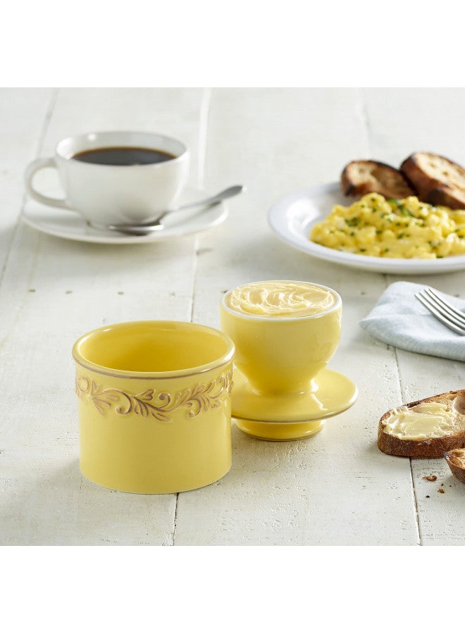 Butter Bell - The Original Butter Bell crock by L Tremain, a Countertop French Ceramic Butter Dish Keeper for Spreadable Butter, Antique Collection, Goldenrod - Image 3