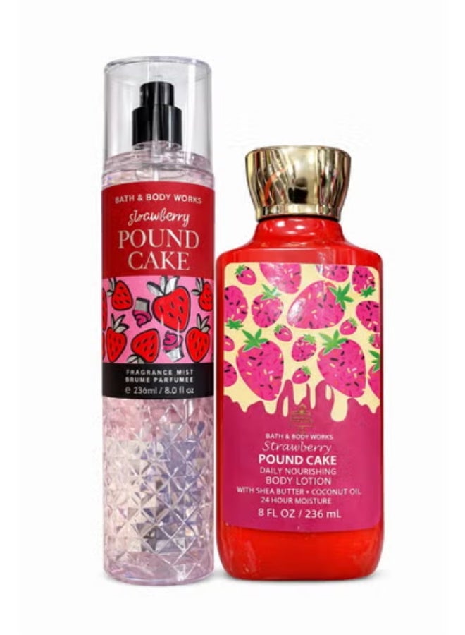 Bath & Body Works Strawberry Pound Cake Fragrance Mist & Body Lotion Set, 2 x 236ml
