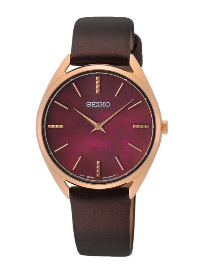 Seiko ساعة نسائية رسمية - SWR082P1، بني وردي، حزام  - Image 1