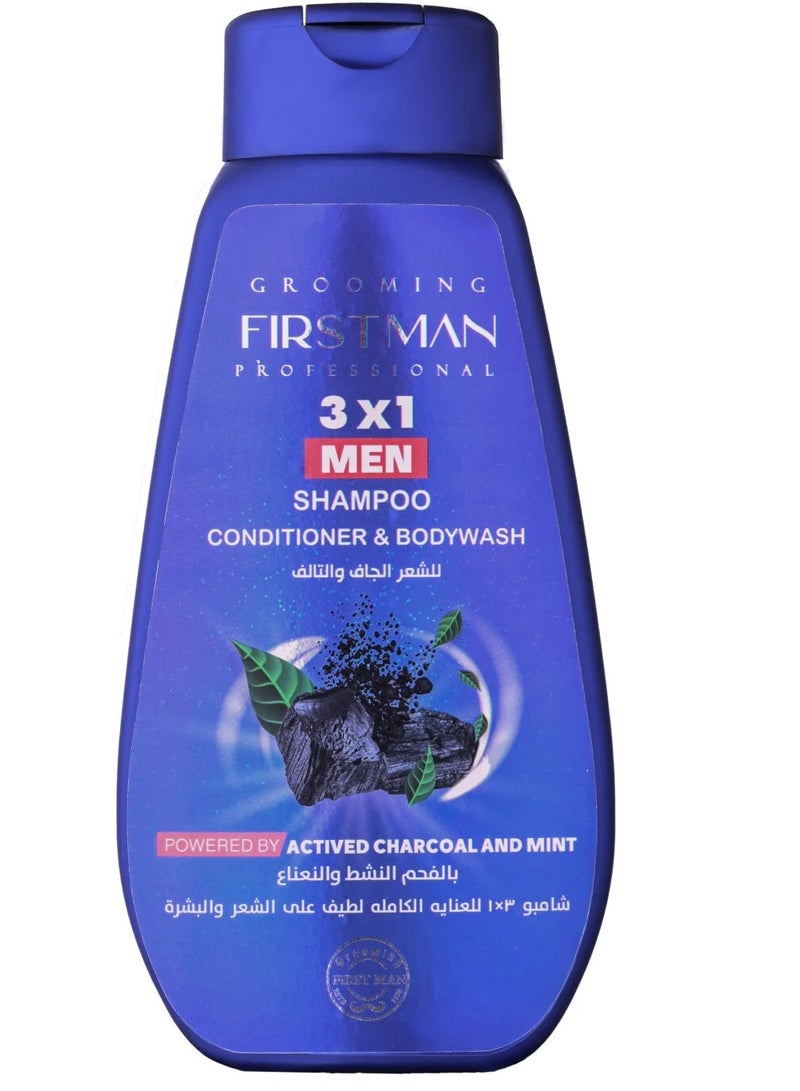 فيرست كوزمتيكس شامبو وبلسم وغسول للجسم بالفحم النشط والنعناع 3*1 300 مل