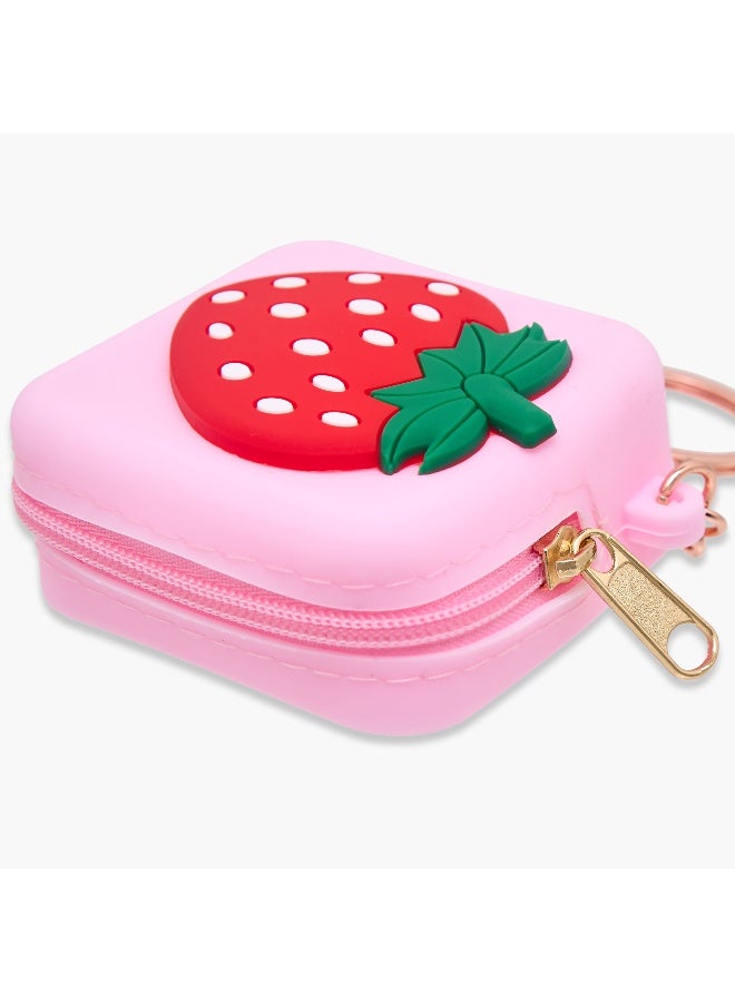 LIFESTYLE Bag Charm-Strawberry Print- (Silicone) Pink \ 6X6X2.8 - Image 3