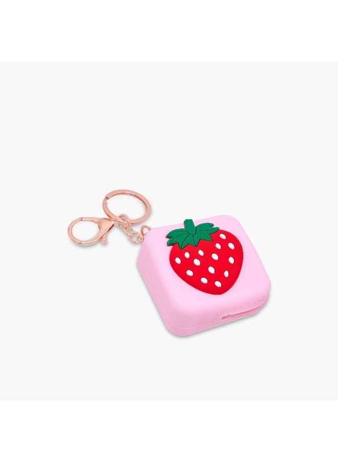 LIFESTYLE Bag Charm-Strawberry Print- (Silicone) Pink \ 6X6X2.8 - Image 2